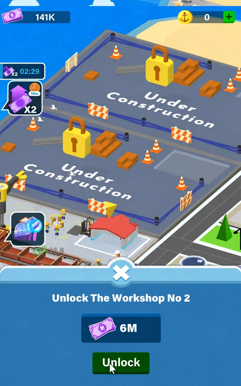 Dock upgrade systems in Dockyard Idle Venture
